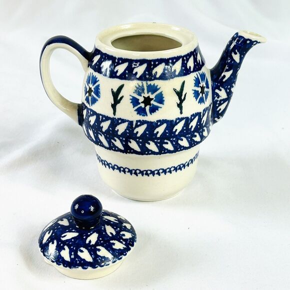 HANDMADE Polish Wiza Boleslawiec Pottery Stacking Teapot Only - No cup - Picture 3 of 7